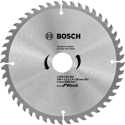 Lame de scie circulaire Bosch Eco pour bois 190mm 48 dents.