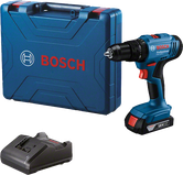 Ensemble de perceuse-visseuse sans fil Bosch GSB 18V-45 avec coffret et chargeur.