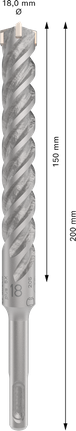 Foret à percussion Bosch PRO SDS plus-5X, diamètre 18 mm.