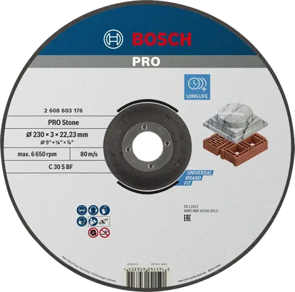 Disque à tronçonner Bosch PRO Stone Bonded 230x3x22,23mm.