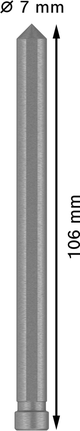 Goupille pilote Bosch pour fraise annulaire PRO Metal TCT, 7 x 106 mm.