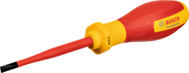 Tournevis plat isolé avec manche rouge et jaune.