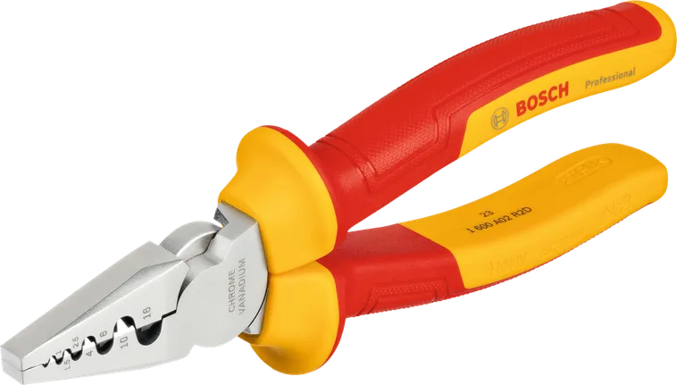 Pince à sertir Bosch VDE 180 mm pour travaux électriques.