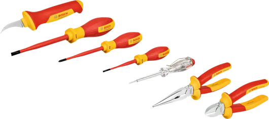Coffret d'outils à main Bosch VDE, 7 pièces isolées.