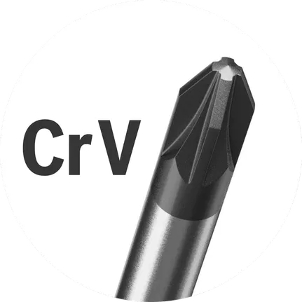 Tournevis Pozidriv en chrome-vanadium.