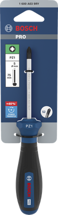 Tournevis Bosch PRO PZ1 x 75 mm avec poignée ergonomique.