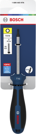 Tournevis Bosch TX10 x 75 mm avec poignée ergonomique.