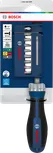 Jeu de tournevis à cliquet Bosch avec 18 embouts.