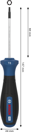 Tournevis Bosch PRO TX8 x 60 mm avec poignée ergonomique.