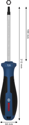 Tournevis Bosch TX25 x 100 mm avec poignée ergonomique.