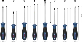Jeu de tournevis Bosch PRO PH/PZ/SL/TX 8 pièces avec poignées multi-composants.