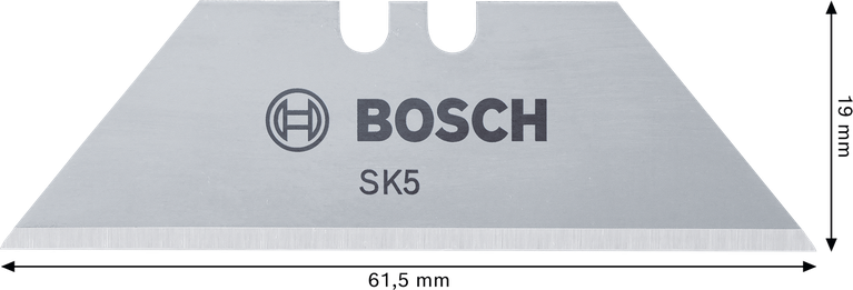 Lame trapézoïdale Bosch en acier SK5 de 61,5 mm pour couteaux pliants.