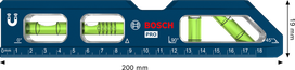 Niveau à bulle Bosch PRO Billet Torpedo 200 mm avec base magnétique.