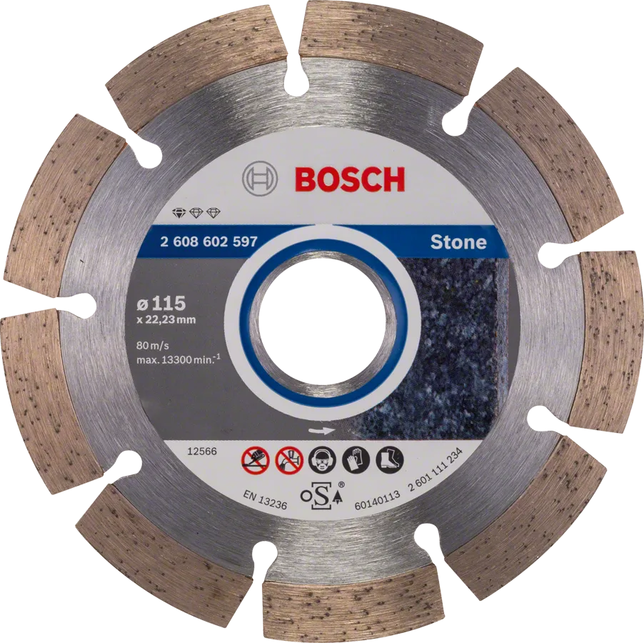 Disco de corte de diamante Bosch Standard for Stone de 115 mm.