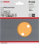 Paquete de 5 hojas de lija Bosch C470, 150 mm, grano 120.