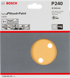 Lija Bosch C470 de 150 mm, P240, paquete de 5 unidades.