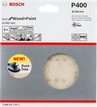 Lija Bosch de 150 mm P400 para madera y pintura.