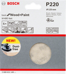 Lija Bosch de 125 mm P220 para madera y pintura.