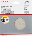 Hoja de lija Bosch M480 Net de 150 mm P100, libre de polvo.