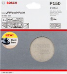 Hoja de lija Bosch M480 Net de 150 mm, grano 150, sin polvo.