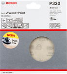Lija Bosch de 150 mm P320 para madera y pintura sin polvo.