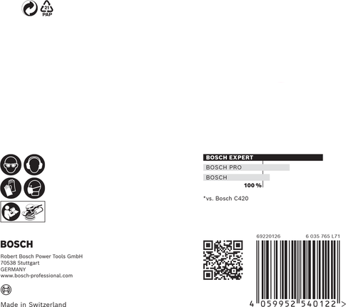 Malla de lijado Bosch EXPERT M480 de 125 mm G150, paquete de 5 unidades.