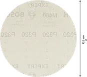 Disco de lijado Bosch de 125 mm G 320 para lijadoras orbitales.