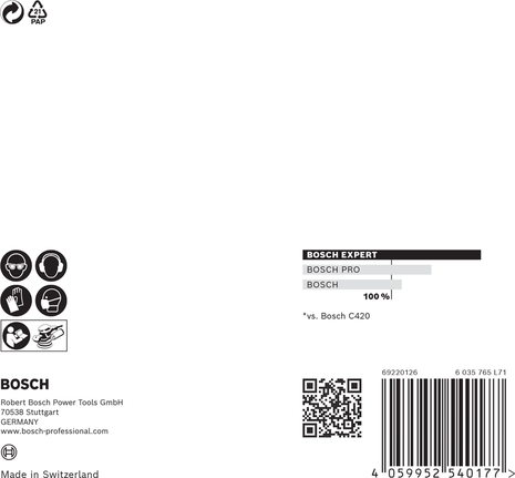 Malla de lijado Bosch EXPERT M480 de 125 mm G 400 para lijadoras orbitales.