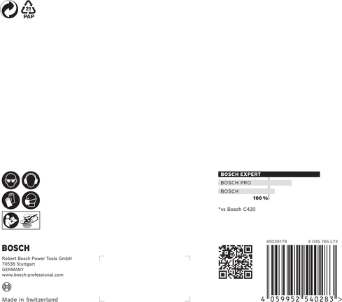 Malla de lijado Bosch EXPERT M480 de 150 mm, paquete de 100 unidades.