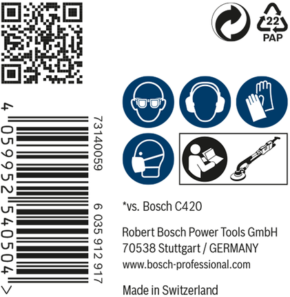 Malla de lijado Bosch EXPERT M480 de 225 mm, etiqueta G 220.