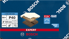 Papel de lija Bosch EXPERT C470 P40 de 125 mm con 8 agujeros.