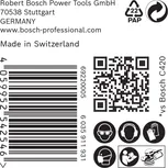 Etiqueta del papel de lija Bosch EXPERT C470 con iconos de seguridad.