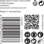 Etiqueta de embalaje de papel de lija Bosch C420 con código de barras.
