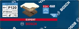 Paquete de 50 hojas de papel de lija Bosch EXPERT C470 de 150 mm y grano P120.