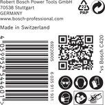 Etiqueta Bosch con información de seguridad y del producto para el papel de lija C470.