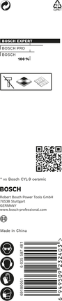 Broca de cerámica dura Bosch EXPERT HEX-9 de 4 x 90 mm.