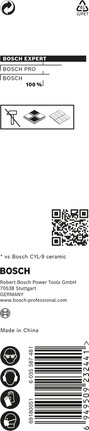 Broca de cerámica dura Bosch EXPERT HEX-9 de 8x90 mm.
