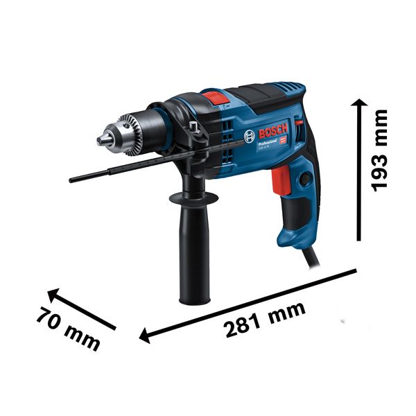 Taladro de impacto Bosch GSB 16RE con mango ergonómico.