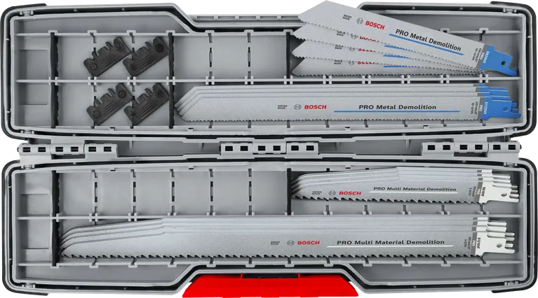 Juego de 16 cuchillas de demolición Bosch PRO Tough Box en estuche.