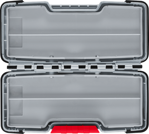 Caja Bosch PRO Tough Box pequeña para accesorios, estuche abierto.