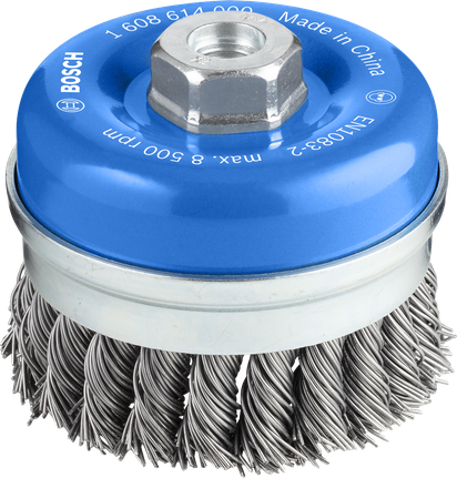 Cepillo de copa pesado de metal Bosch PRO de 90 mm para amoladoras angulares.