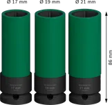 Juego de llaves de impacto Bosch PRO extra profundas de 3 piezas.
