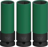 Juego de llaves de impacto Bosch PRO de 1/2 pulgada extra profundas, 3 piezas.