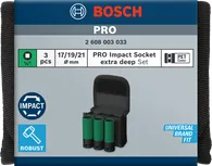 Juego de llaves de impacto Bosch PRO extra profundas de 3 piezas con fundas de PET.