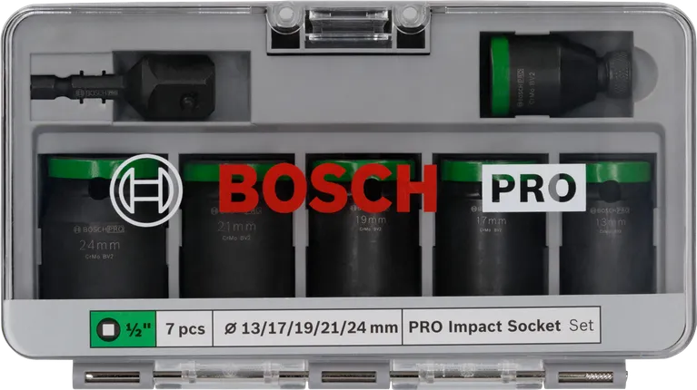 Juego de llaves de impacto Bosch PRO con adaptador, 7 piezas.