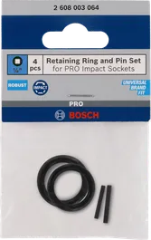 Juego de pasadores y anillos de retención Bosch de 1/4″, 4 piezas.