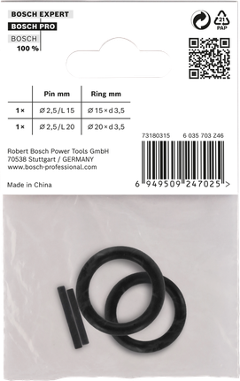 Juego de pasador y anillo de retención de 3/8″ de Bosch.
