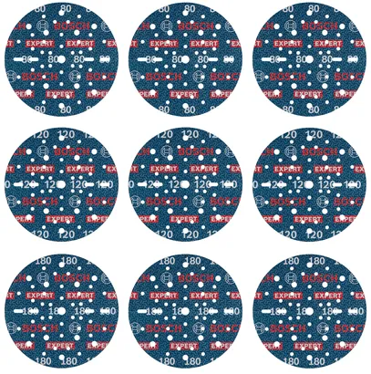 Juego de discos de lijado de láminas Bosch EXPERT O780, 150 mm, granos surtidos.