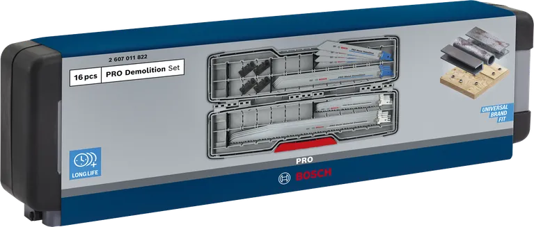 Juego de 16 hojas de demolición Bosch PRO Tough Box para vástago en forma de S.