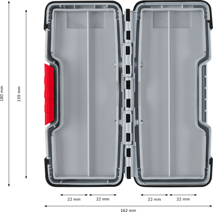 Estuche pequeño para accesorios Bosch PRO Tough Box abierto.